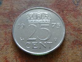 PAYS-BAS  Nederland  25  Cent  1973