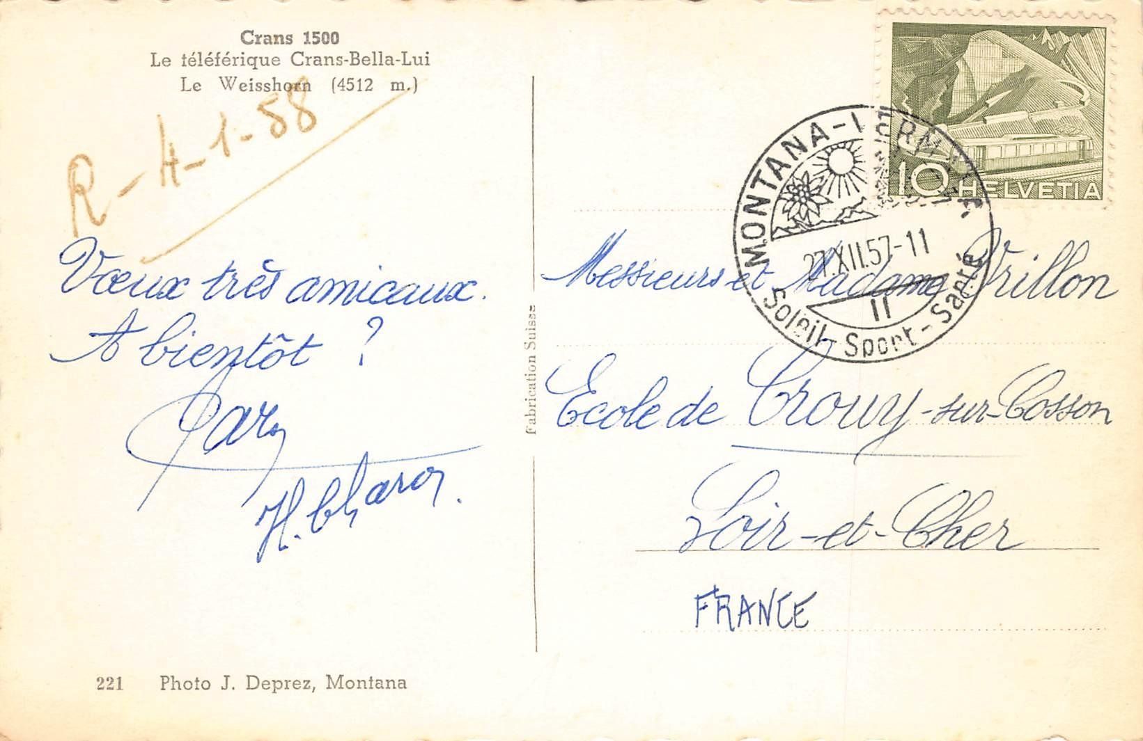 Cartoline postali: Crans Bella Lui  Gondelbahn – Usato da Bichelsee venduto da Gloeckner 1