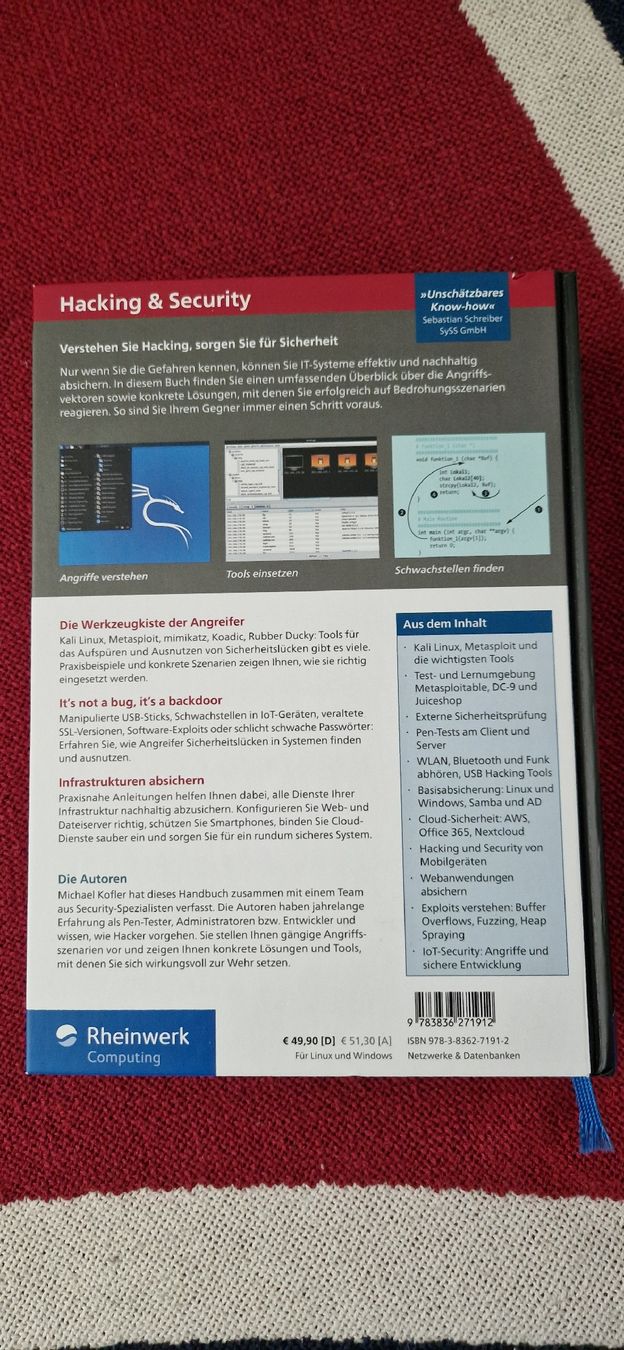 Libri: Hacking & Security - Das umfassende Handbuch (2. Auflage) – Usato da Vorderthal venduto da 1erStock 1
