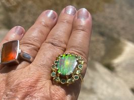 STUNNER! Canadian Ammolite SS925 14k Rose Gold Vermeil Ring
