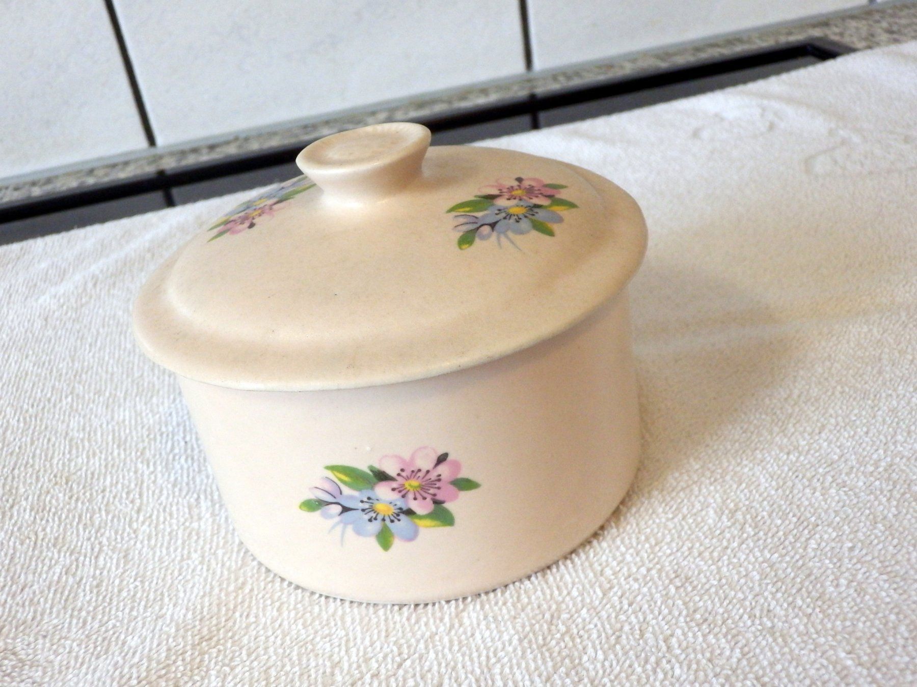 Zuccheriere: Dose mit Deckel, Blumenmotiv handbemalt – Usato da Ueberstorf venduto da dinbau 4