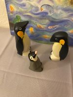 Königspinguine Holz Pinguin Familie mit Kind Holz 3 Pinguine