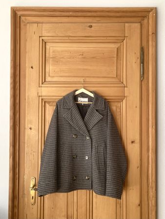 GANNI Kurzmantel – Grösse XL – Grau kariert – sehr guter Zus