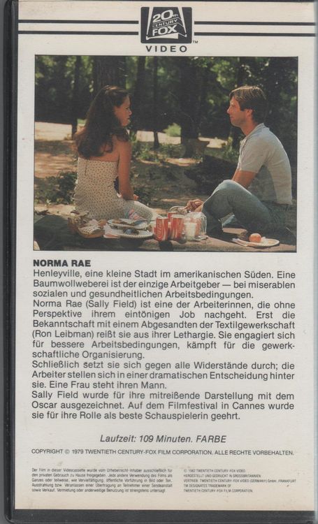 Norma Rae (USA 1979) FOX Video VHS 108253 (Gebraucht) in Remetschwil ...