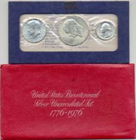 USA Bicentennial Silver UNC set 1976 1/4, 1/2 + 1$ Silber