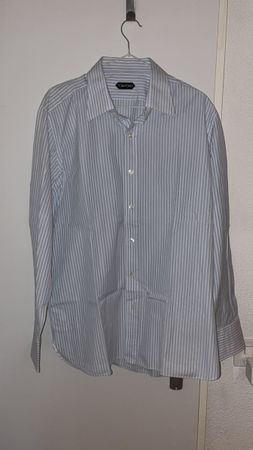 Chemise rayée bleu et blanc TOM FORD taille 17 1/2