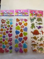 Lot de 3 planches d'autocollants cœurs et dinosaures