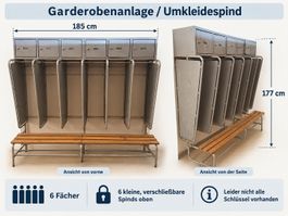 Garderobenanlage Metall 6 Fächer 185 cm breit gebraucht