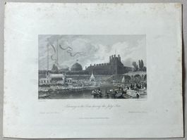 Stich antik Turnier auf der Seine Paris