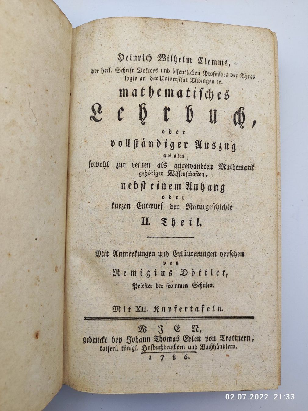 Bücher: CLEMM - MATHEMATISCHES LEHRBUCH 1786 – Gebraucht aus Goldach von Gaip 3