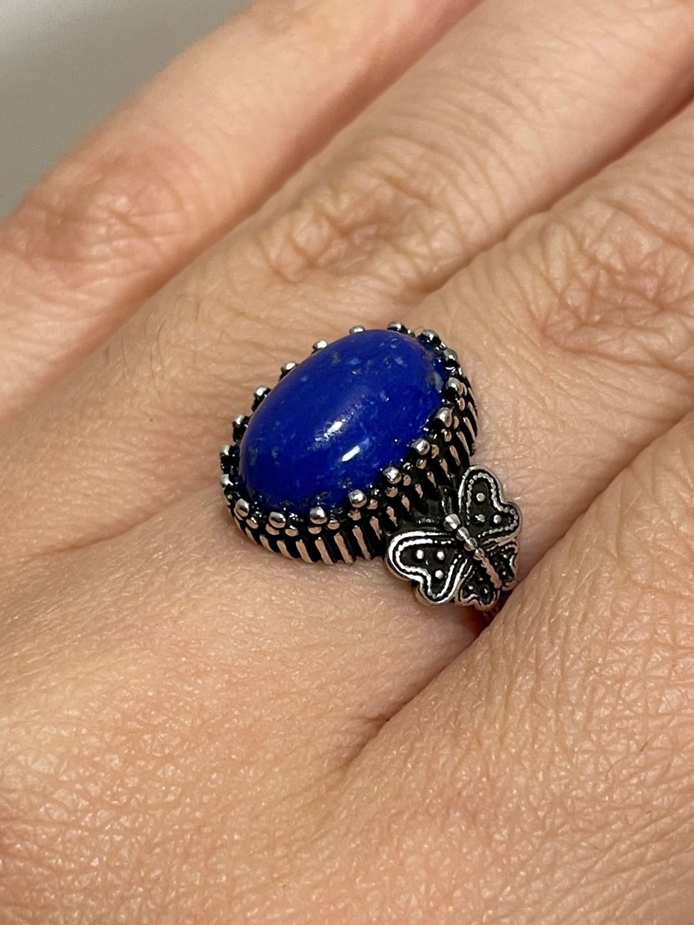 Anelli: Vintage-Ring mit Lapislazuli – Nuovo e nell'imballaggio originale da Schiers venduto da sisikristall 1