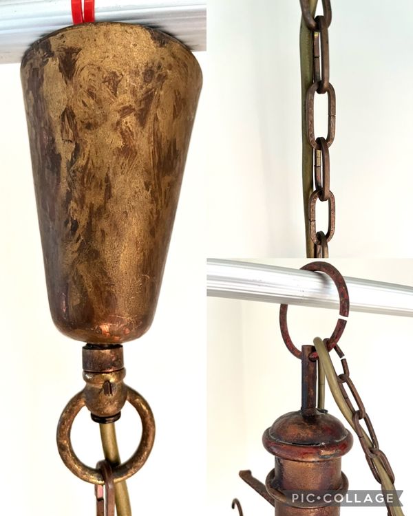 Vintage Hängeleuchte Aus Metall – Industrielles Wasserrohr-Design, Bronze/rot, E27, Verstellbar Bis 100 Cm