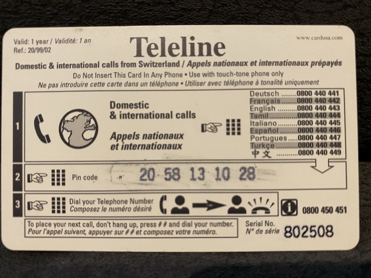 Schede telefoniche: Teleline – Usato da Lausanne venduto da babacard10 1