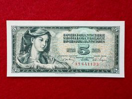 Belgrad 1968 - Jugoslawien - 5 Dinara UNC