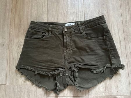 Denim Shorts Hotpants TopMark Size 10 Olivgrün