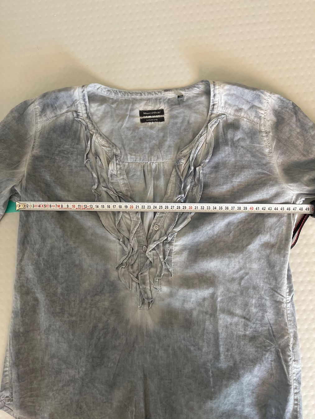 Marc O'Polo Camicette: Bluse mit Rüschen, blau-grau, Marco Polo, 38 – Usato da Solothurn venduto da Bobesch08 6
