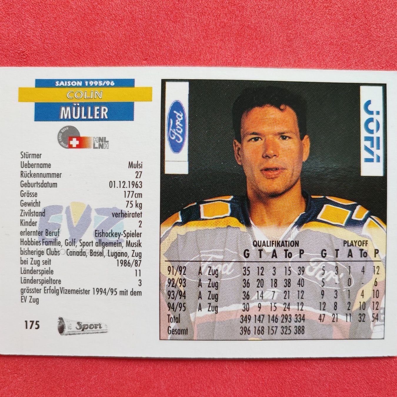 Carte collezionabili: Colin Müller - EV ZUG - 1995/96 – Usato da Dübendorf venduto da kb86_MOVIE 1
