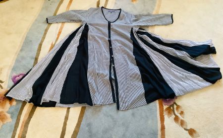 Manteau long et léger à carreaux et rayures ROSHANARA t. S/M