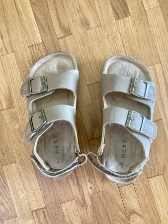 NEXT Sandalen (wie Birkenstock) Gr. 26, beige, Lederoptik