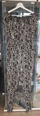 BUSTIER JUMPSUIT ,SCHWARZ WEISS, VISKOSE GRÖSSE 44/46