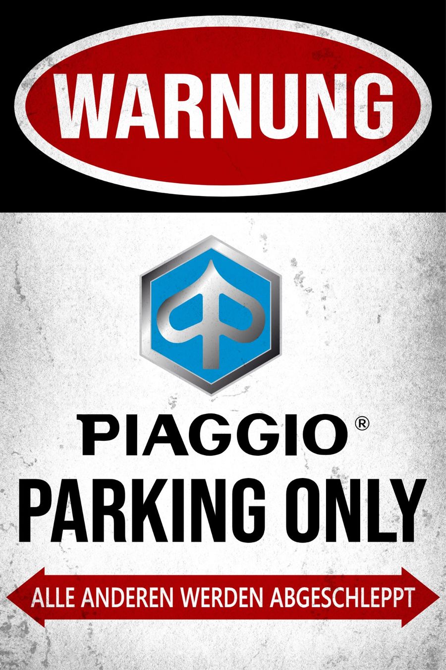 Piaggio Schilder: Blechschild Piaggio Parking Only Roller Si Mofa Ciao Deutsch – Neu und originalverpackt aus Dättlikon von easythings