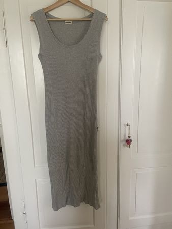 Poudre Organic Kleid grau gerippt aus Bio-Baumwolle XS