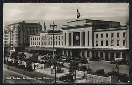 AK Genève, La Gare et l'Hotel Cornavin