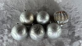 6 Weihnachtsbaumkugeln, silberfarben, Festtagsdeko ✨
