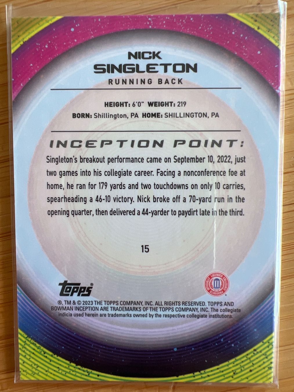 Topps Carte collezionabili: Topps Bowman Inception 2023 University Nick Singleton Rookie – Nuovo (secondo la descrizione) da Bern venduto da bestdeal_bern 1