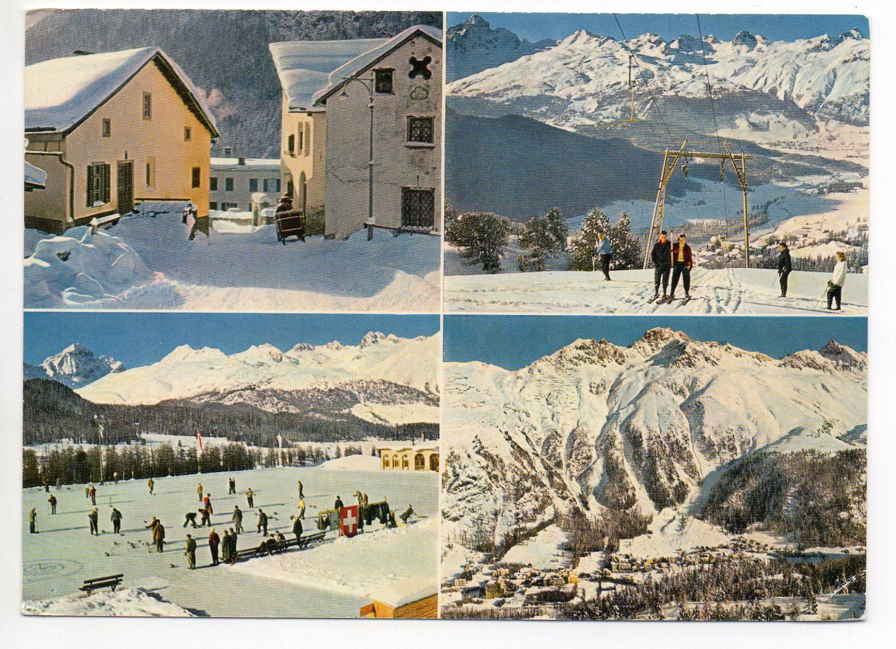 Cartoline postali: PONTRESINA Skilift - Curling – Usato da Jona venduto da philajona