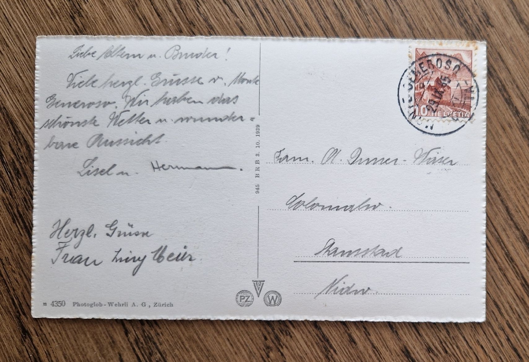 Cartoline postali: Monte Generoso, vista verso Lugano 1945 – Usato da Ebikon venduto da Donar50 1