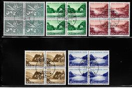1956, B76-80, Viererblockserie gestempelt Orts-ET (14483)