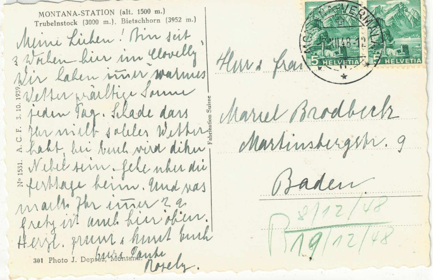 Cartoline postali: Montana-Station im Winter – Usato da Ettingen venduto da Kartenplanet 1