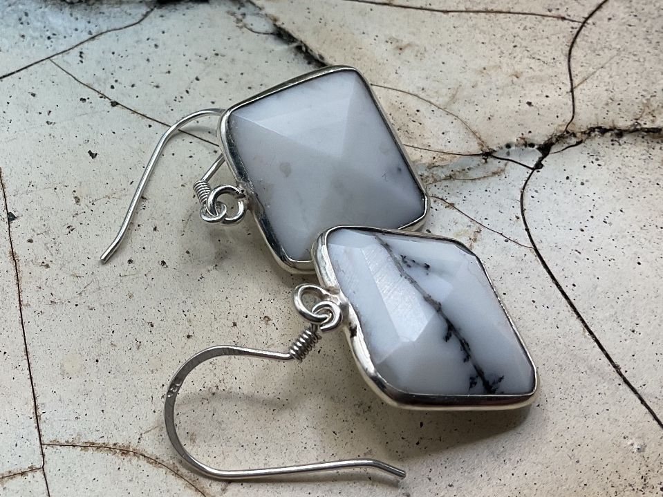 Orecchini pendenti & Orecchini a lobo: Ohrhänger Opal in Dendritenopal, Sterlingsilber – Nuovo (secondo la descrizione) da Luzern venduto da S.Kern01 3