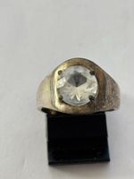 Vintage Silberring 800 mit  grossem Zirkonia, verstellba