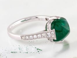 Vintage 14K Goldring mit 3.55 ct Smaragd & 0.31 ct Diamanten