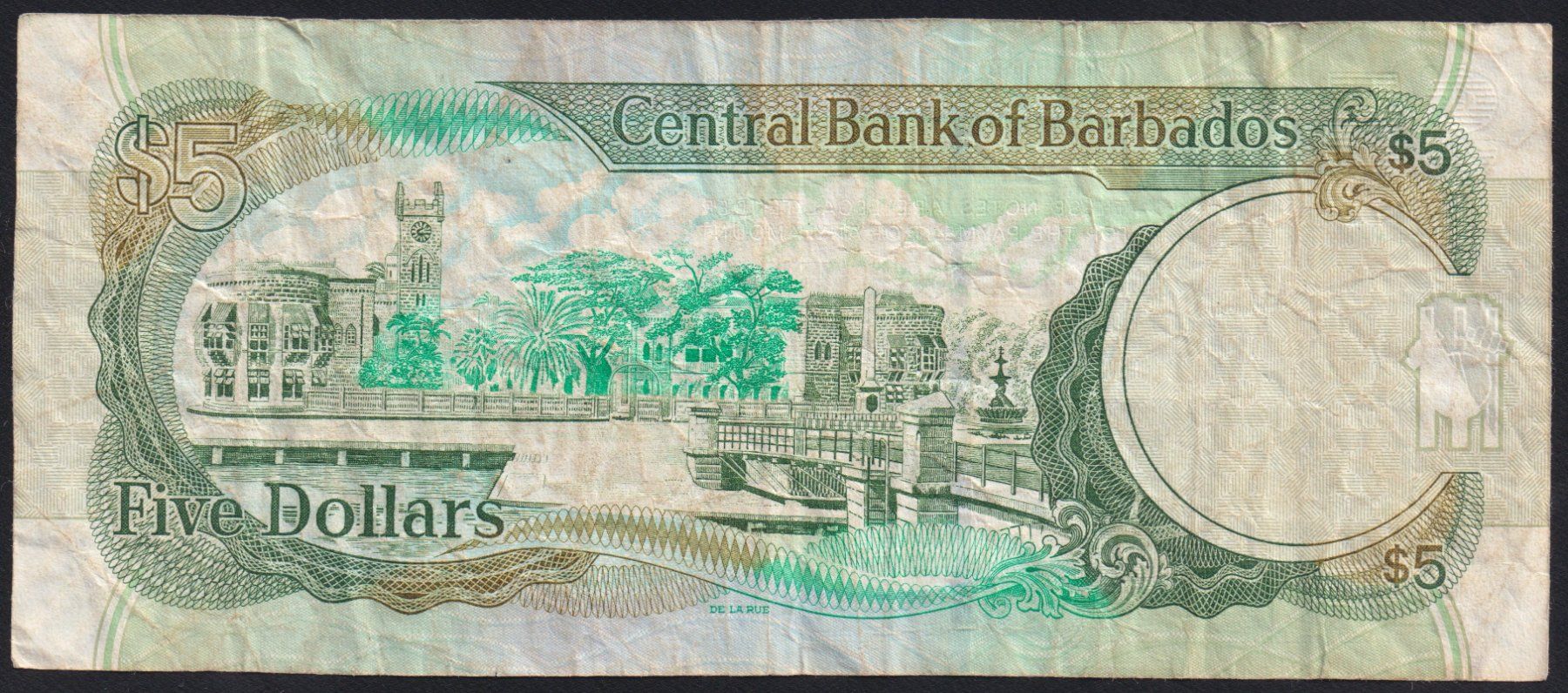 Banconote: Barbados 5 Dollars 2012 – Usato da Brugg AG venduto da banknoten_muesli 1