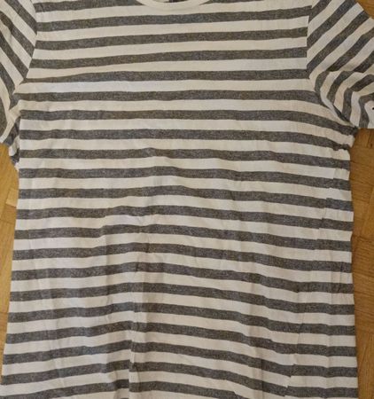 T-shirt H&M rayé gris blanc taille L