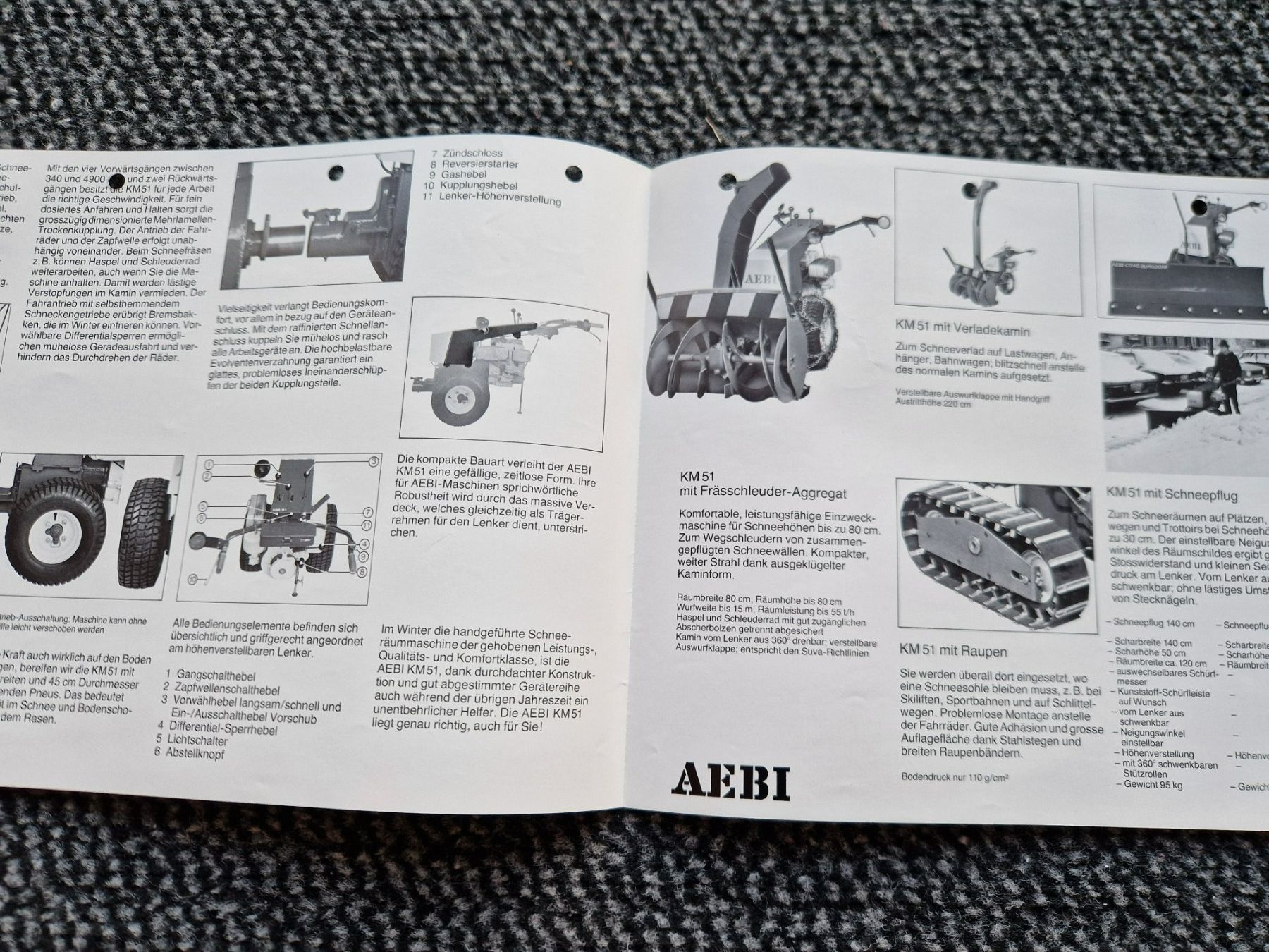Aebi Trattori: Original Prospekt Aebi Kombimaschine KM51 – Usato da Dürnten venduto da Bachtel84 1