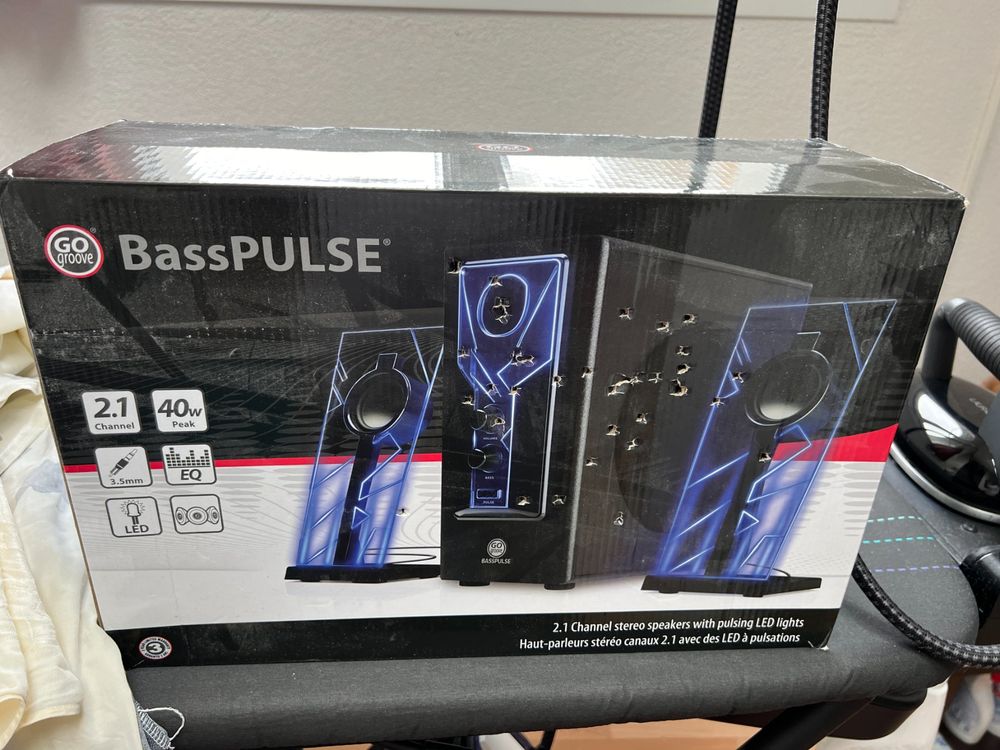 Gogroove BassPulse 2.1 Haut-Parleurs d'Ordinateur avec Lumières LED et Subwoffer Bleu GGBP000100BKUS