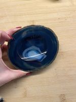 Natürlicher blauer Achatstein, dekorativer Kerzenhalter