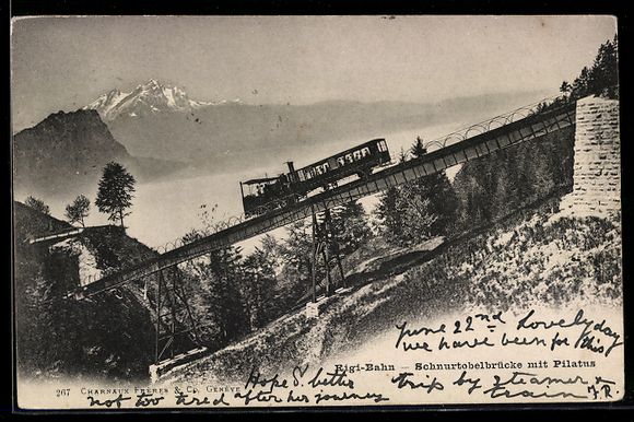 Ansichtskarten: Rigi-Kulm, Rigi-Bahn auf der Schnurtobel – Gebraucht aus Berlin von bartko-reher