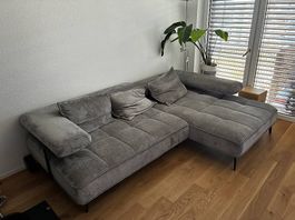 Ecksofa in Webstoff Grau 