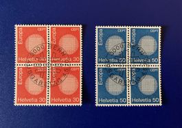 4er Blöcke Europamarken mit ET-Stempel