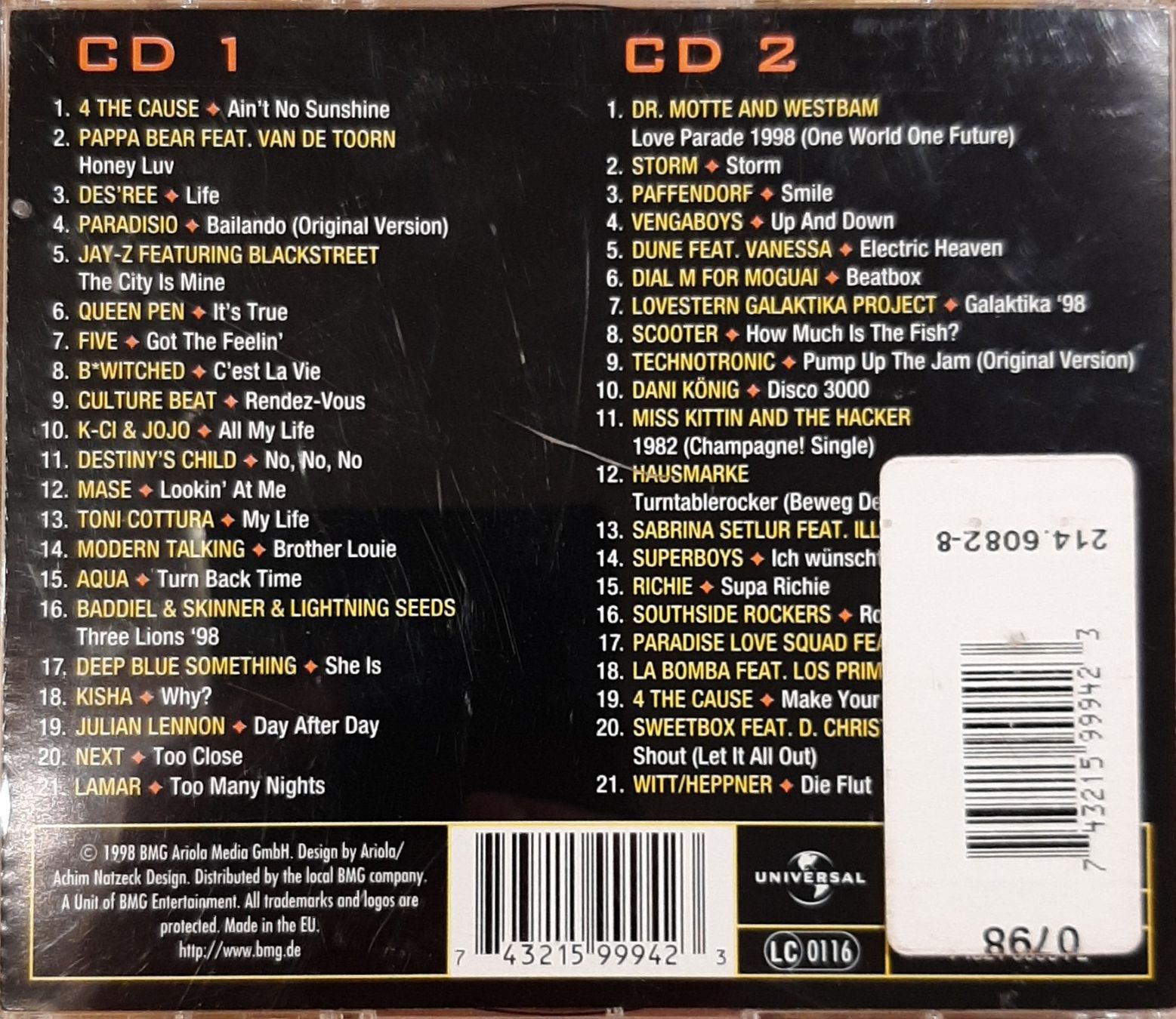 CD: Just The Best Vol. 3-98, 2CD Hit Compilation Sampler 1998 – Usato da Schönenberg TG venduto da breiti12 1