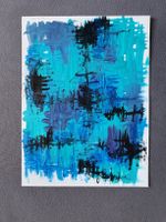 Abstraktes Bild Acryl auf Papier blau schwarz