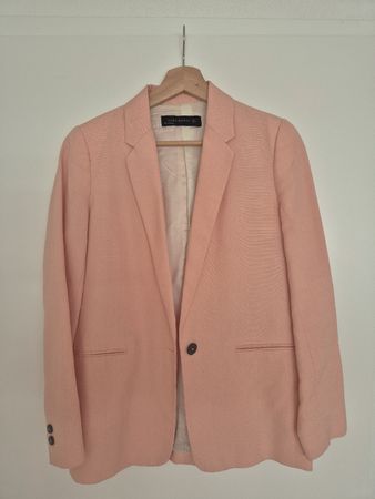 ZARA Woman Blazer Lachs Rosa Gr. S Leinen Viskose