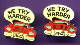 2 Pins  AVIS  WE TRY HARDER