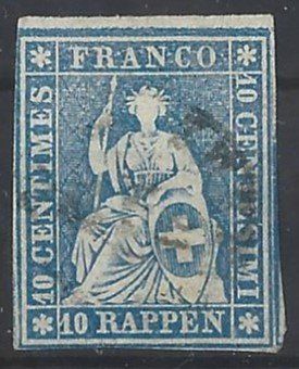 Tutti i francobolli: aa787/STRUBEL No 23 Cc oblitéré. – Usato da Fleurier venduto da 18063