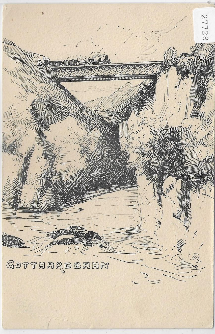 Cartoline postali: Gotthardbahn - Künstlerkarte – Usato da Ettingen venduto da Kartenplanet